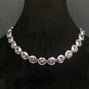 N0924 Vintage NOLAN MILLER Purple Rhinestone Necklace / 18 Inch