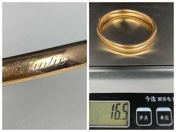 N1257 Antique A&Z 1/10 Gold Filled Oval Hinge Bangle Bracelet