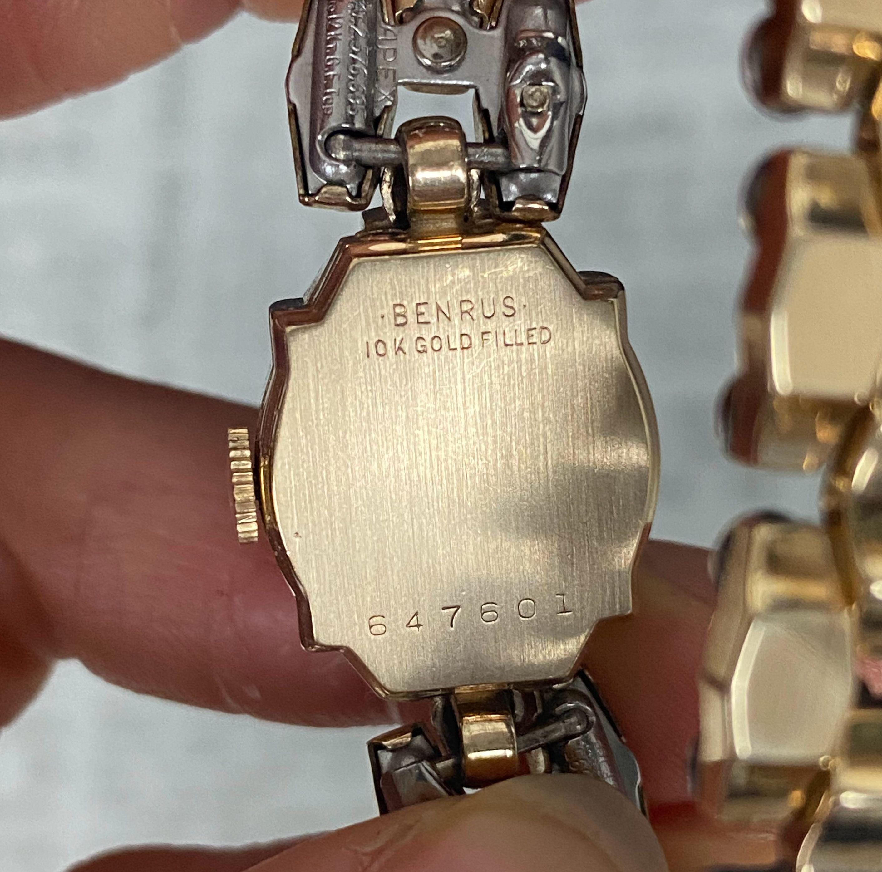 N1366 Antique Vintage Benrus Women's Swiss Watch / 10K Gold Filled