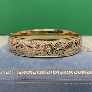 N1563 Antique FM&CO Victorian 12K Gold Filled Hinged Bangle