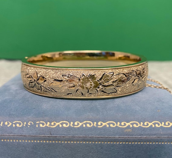 N1563 Antique FM&CO Victorian 12K Gold Filled Hinged Bangle