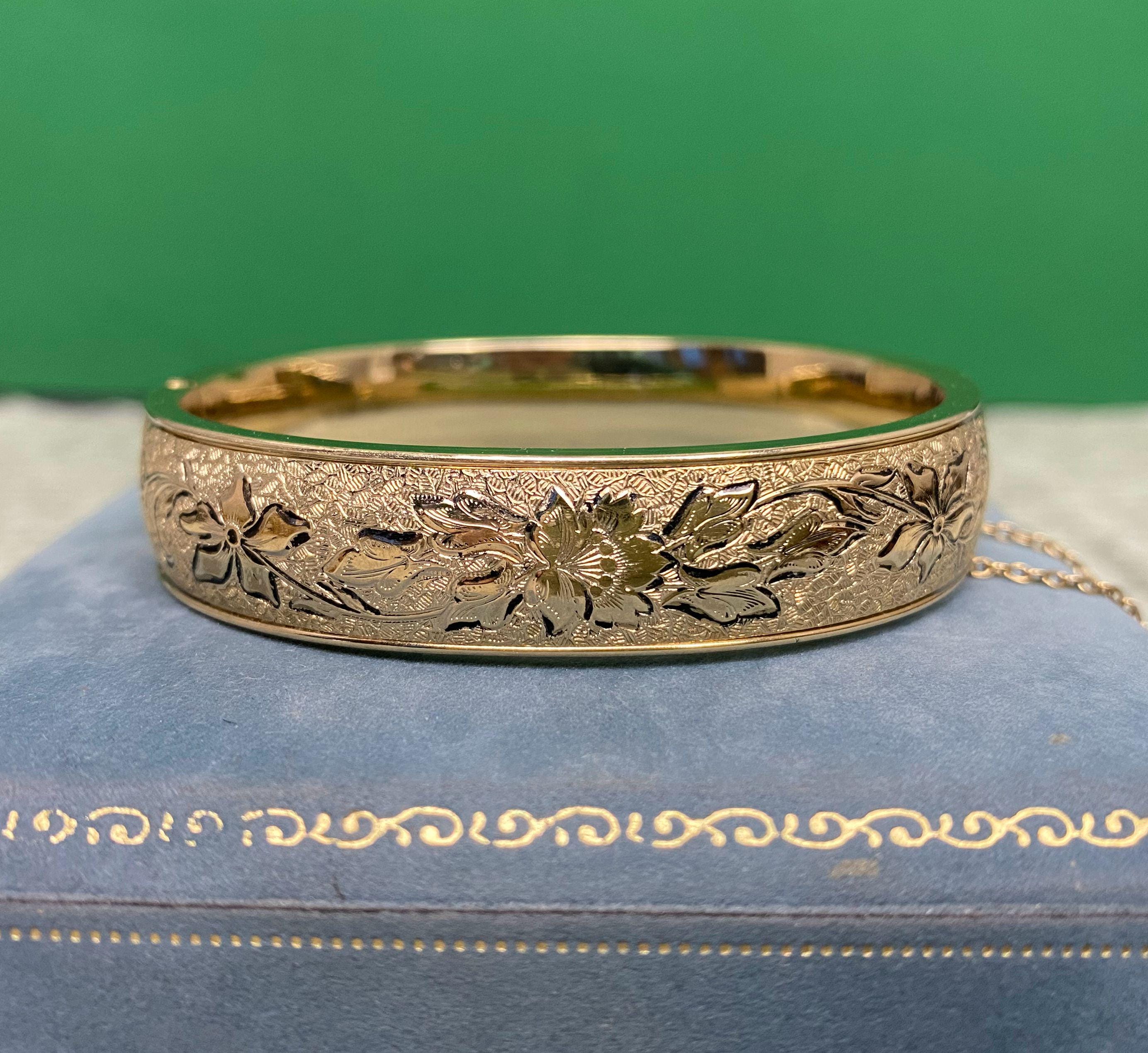 N1563 Antique FM&CO Victorian 12K Gold Filled Hinged Bangle
