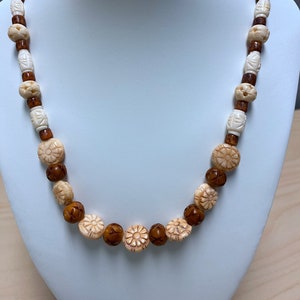N0128 Genuine Carved Bone/Bodhi seeds/ necklace