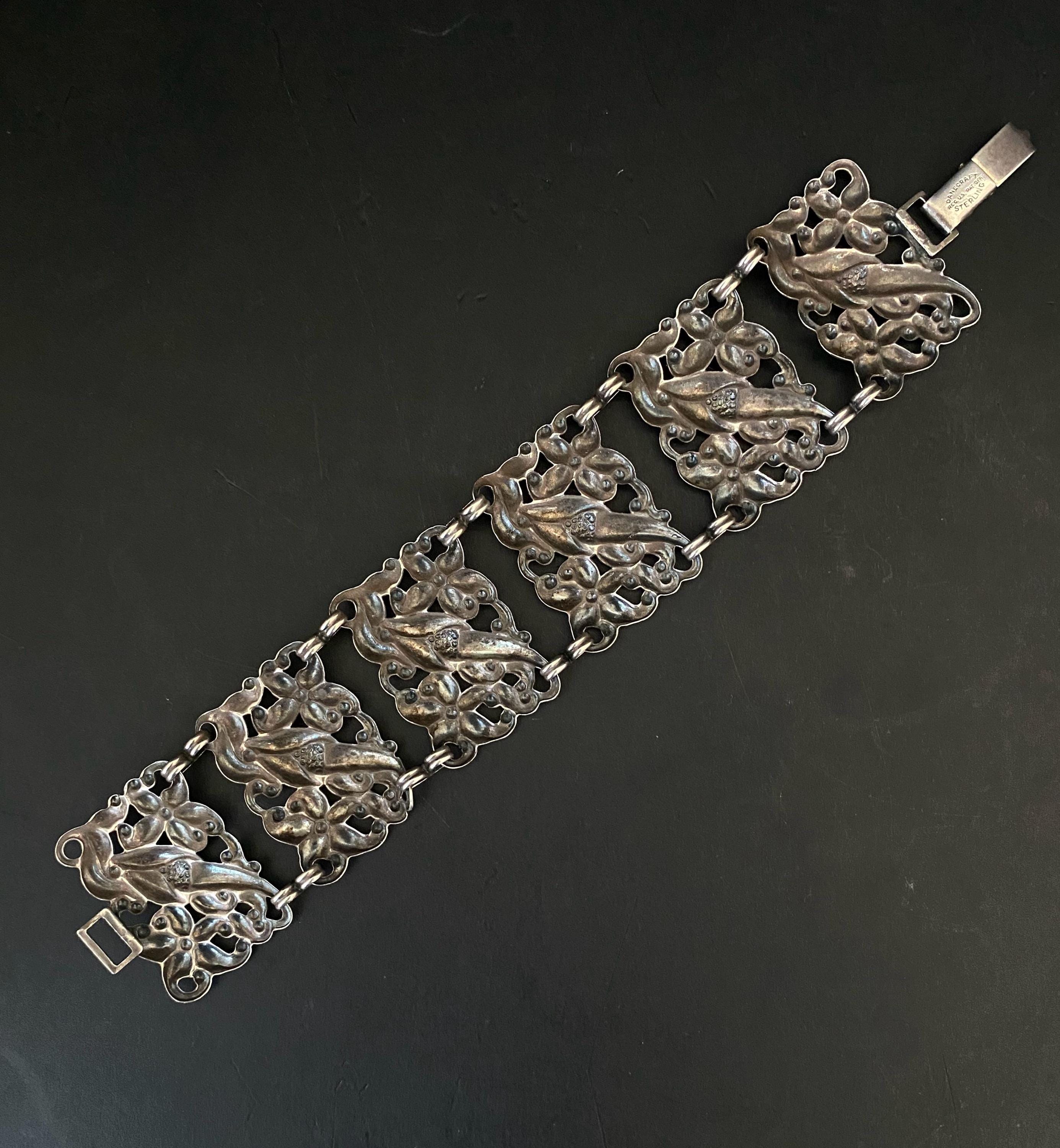 N1192 Vintage Signed DANECRAFT Extra Wide Sterling Silver Bracelet