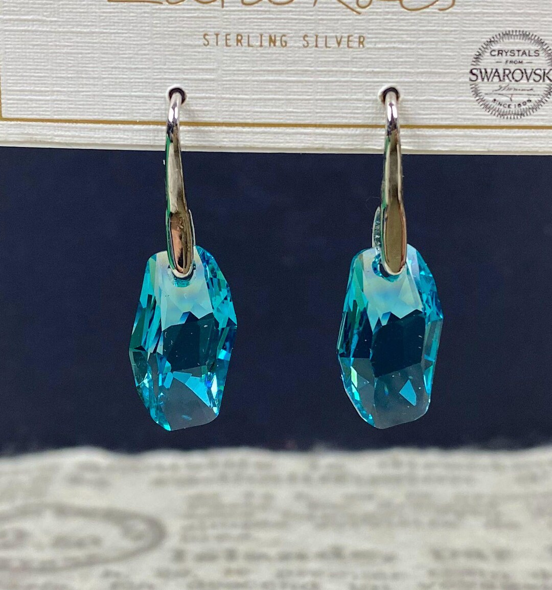 N0985 Vintage Swarovski Signed LARA ROES Galactic Crystal Blue