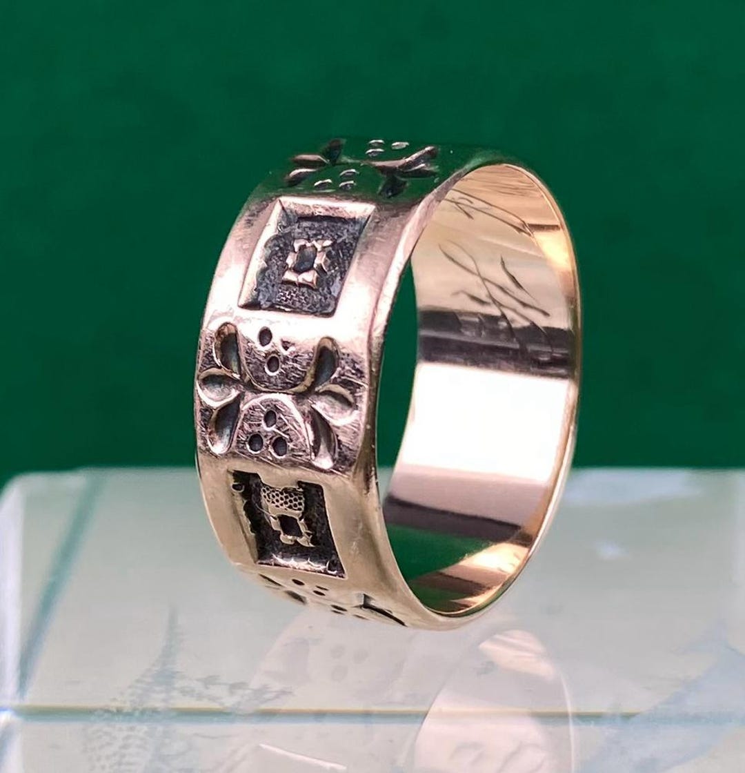N0786 Antique Hallmark WXXX 10K Solid Gold Victorian Band Ring /9