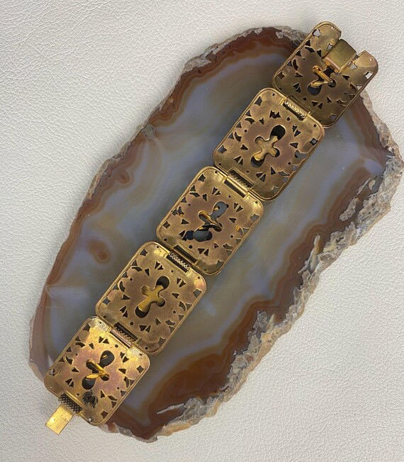 N0473 Antique Extra Wide Solid Brass Chinese Brac… - image 7