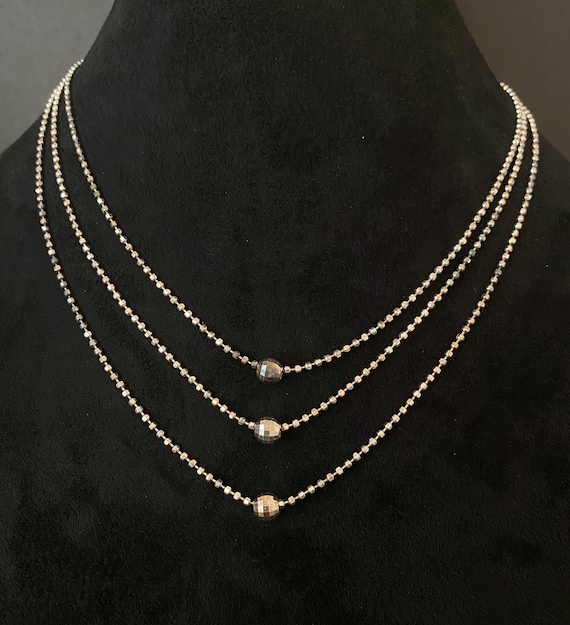 Collier Perles Multicolores Disko 3mm En Argent 925 - Longueur 86.4cm - Naturel & Réversible
