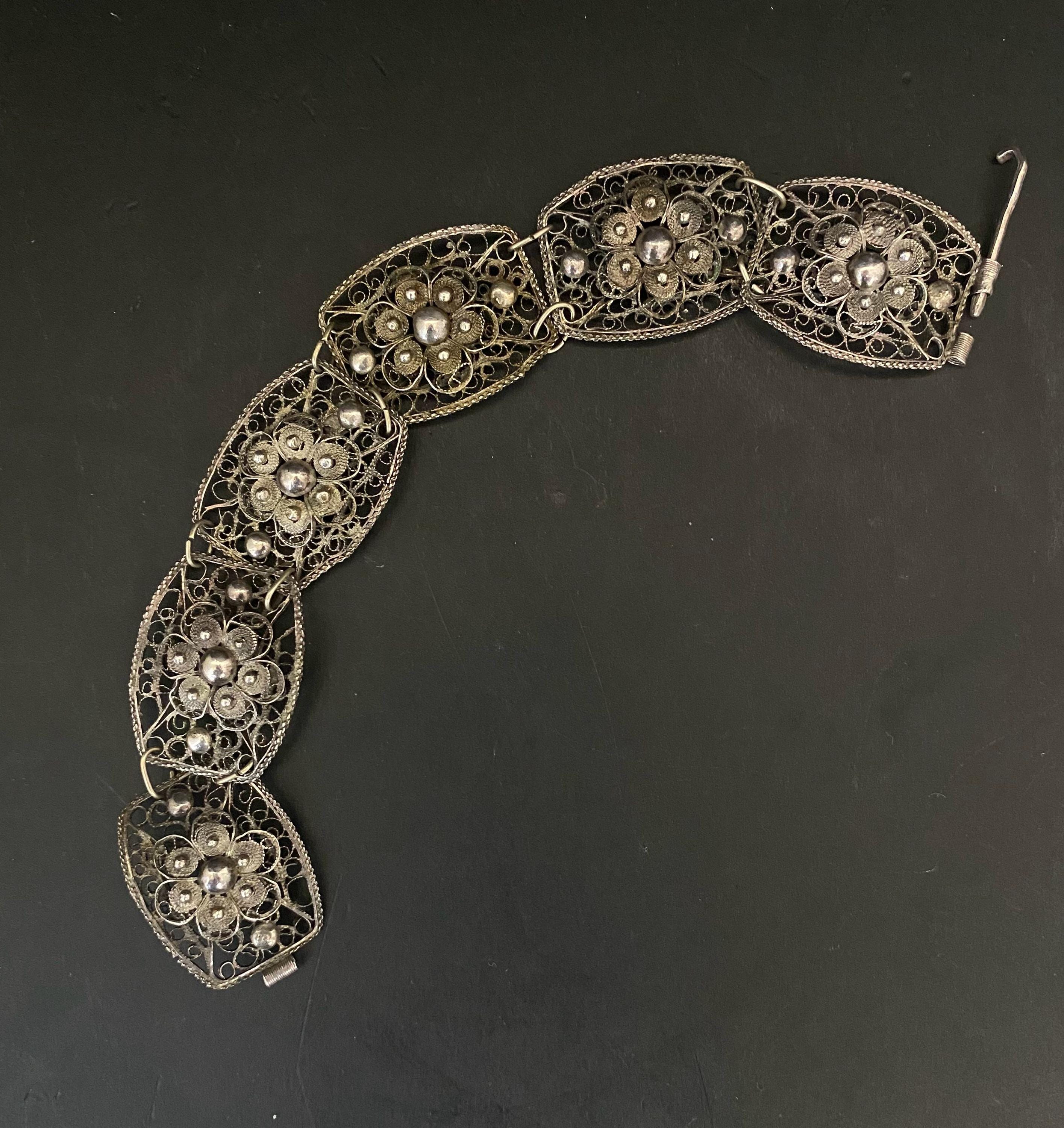 N1197 Antique Old Victorian Cannetille Sterling Silver Floral