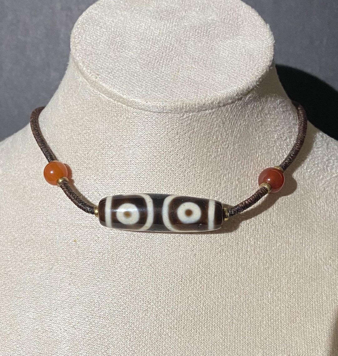 N0227 Rear/hand Caved Tibetan DZI Bead /3 Eyes Dzi Bead /turquoise