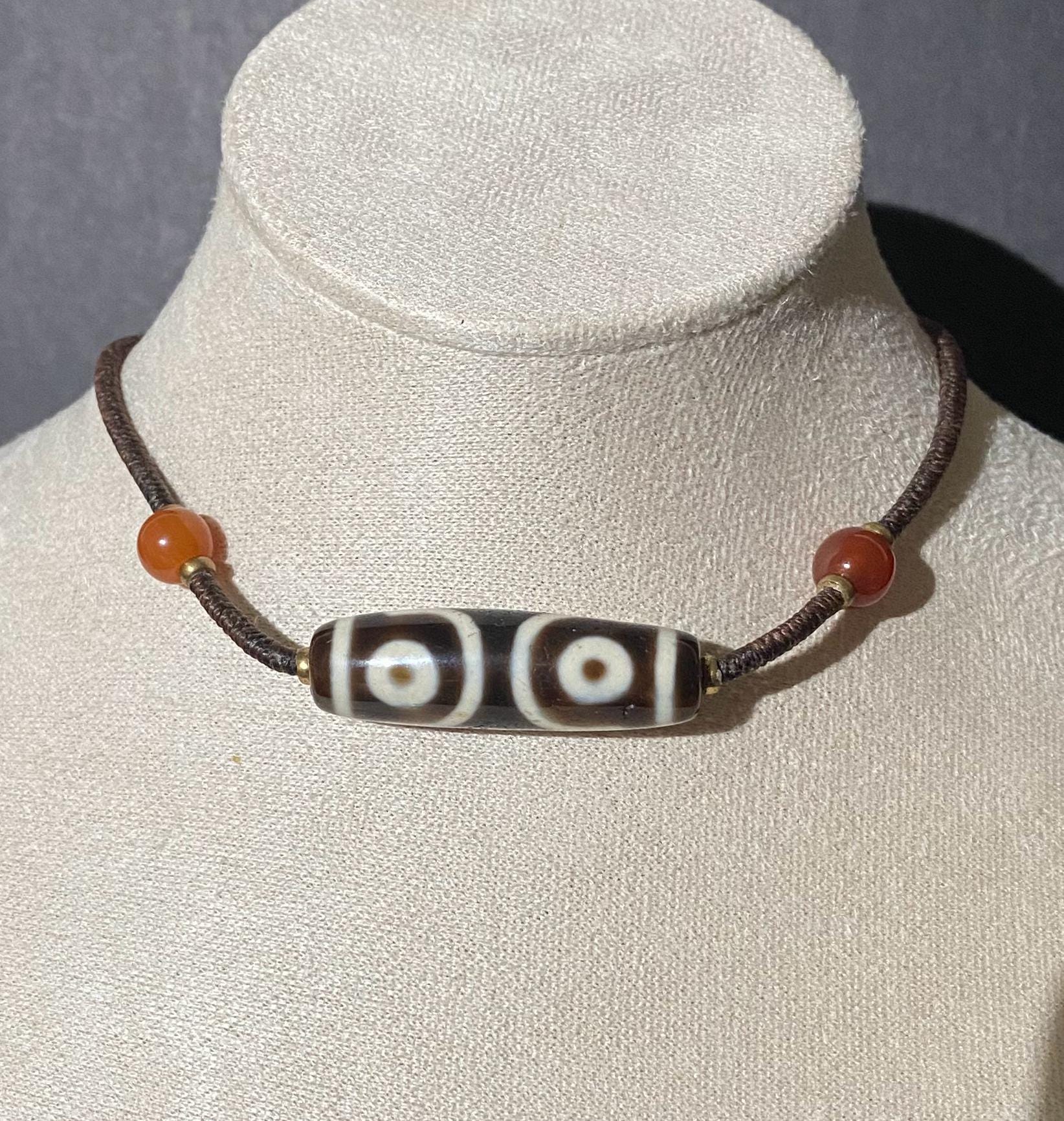 N0227 Rear/hand Caved Tibetan DZI Bead /3 Eyes Dzi Bead /turquoise