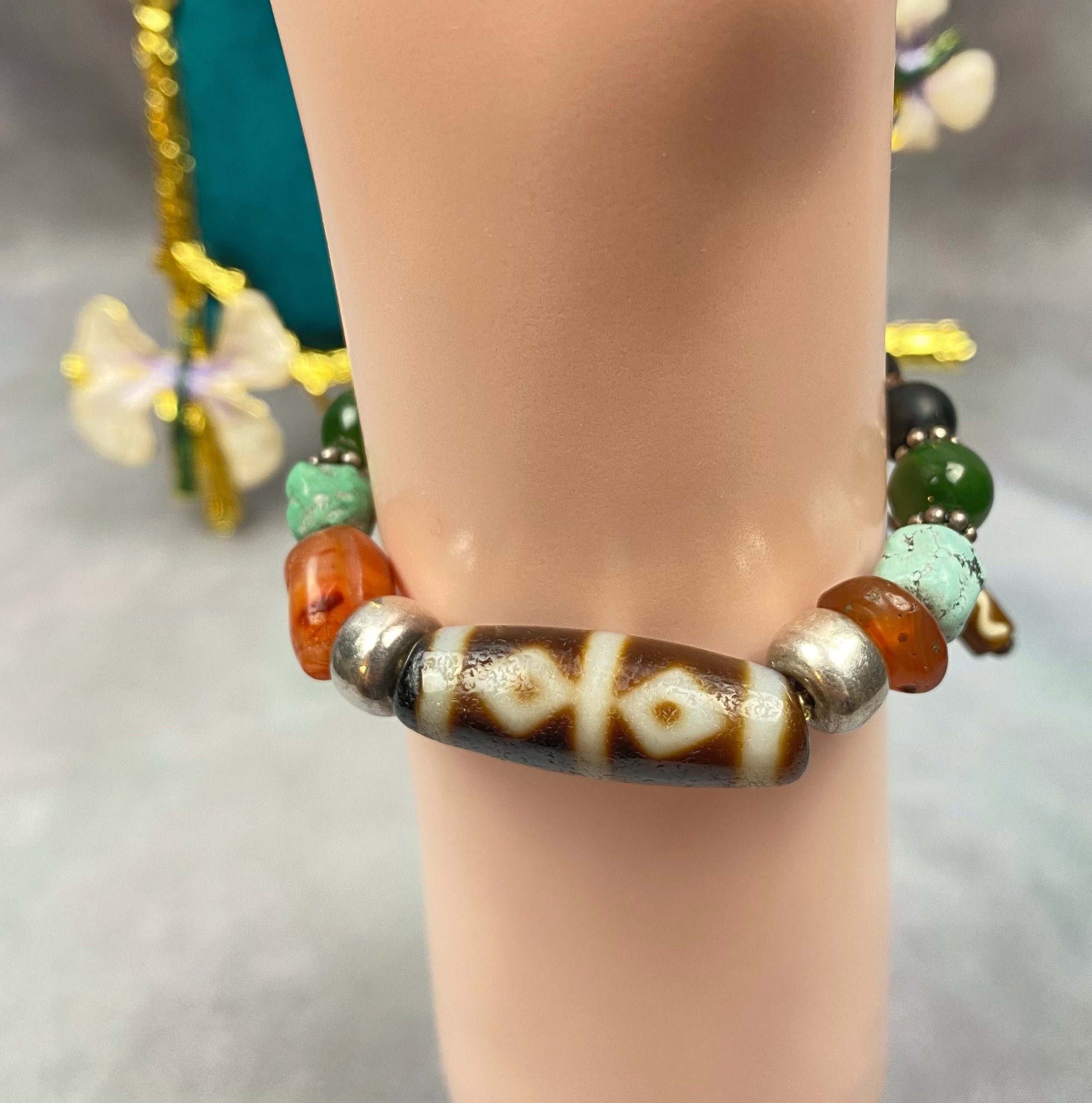 Tibetan Dzi Beads of Pipe Type With Two Eyes【free Shipping