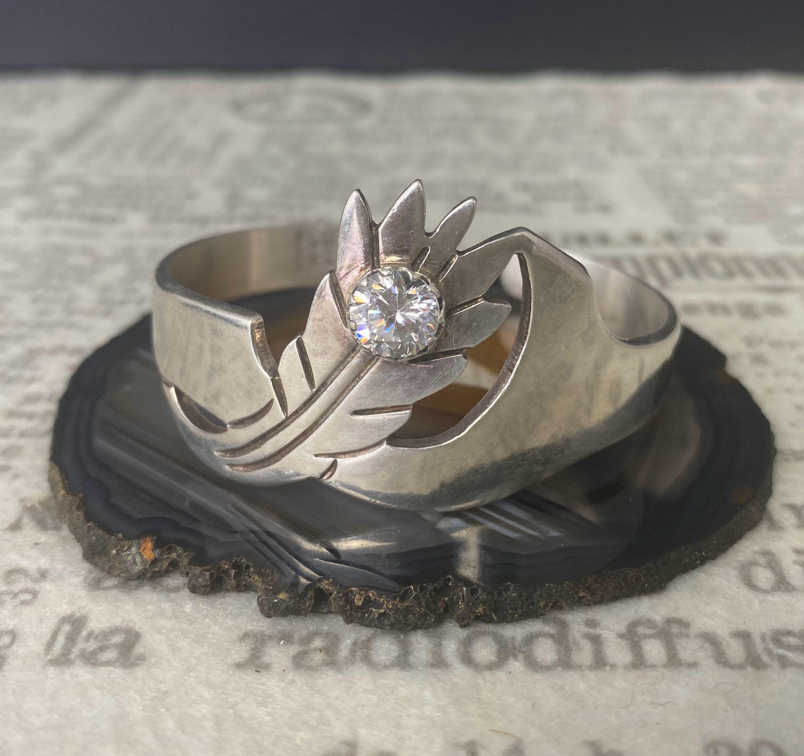 N1368 ヴィンテージ ソリッド スターリングシルバー カフブレスレット