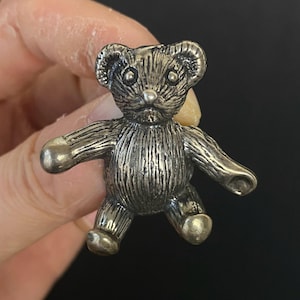 N1193 Vintage Heavy Sterling Silver TEDDY Bear Brooch / Sterling Silver Bear / Teddy Bear Brooch