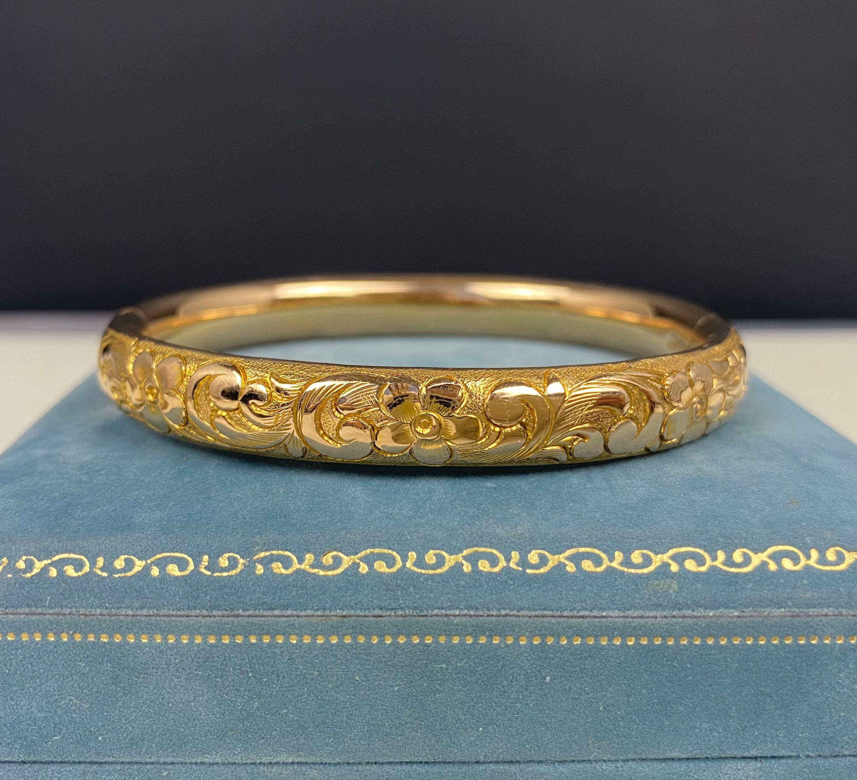 N1257 Antique A&Z 1/10 Gold Filled Oval Hinge Bangle Bracelet