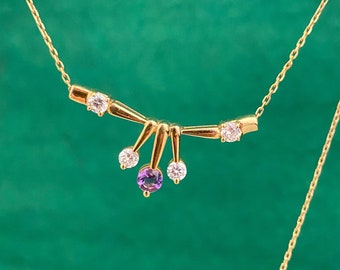N0417 vintage / pendentif en or massif 10 carats avec pierre précieuse / chaîne en or massif 10 carats / fermoir/collier en or massif 14 carats