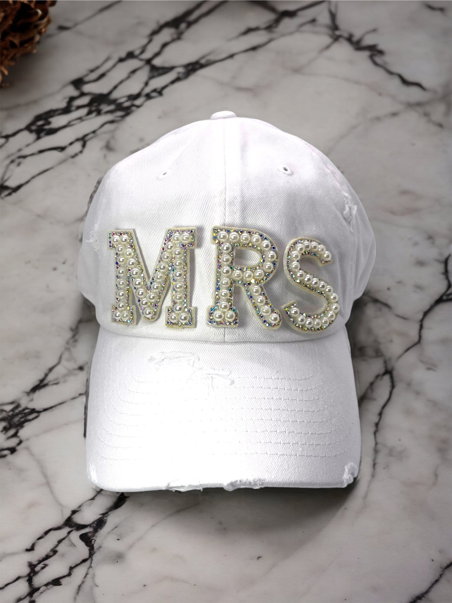 COPY - NWT Wool + Pepper Co. MRS Pearl Embellished Bride White Distressed Hat Bride Cowgirl Hats | Nashville Bachelorette | Pearl Mrs  main image 3