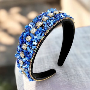 Rhinestone Women’s Headband, Sparkle Gemstone Diamond Crystal Headbands, Padded Wide Headband, Glitter Hair Accessories for Women Girls