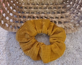 Mustard cotton gauze scrunchie