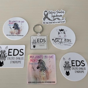Ehlers Danlos Syndrome Acrylic Keychain & Sticker Decal Lot EDS Waterproof Sunproof