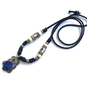 Handmade Lapis Lazuli and Bone Beads Necklace, Tribal Lapis Jewelry, Ethnic Necklace, Authentic Tribal Jewelry