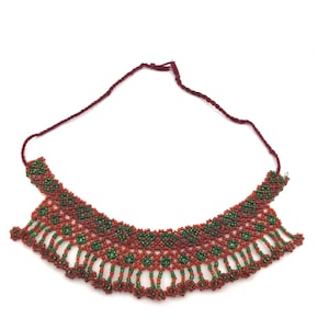 Vintage Nuristan Triba Choker Multi-Color Beaded Necklace, Handmade Ethnic Jewelry, Rare Cultural Treasure