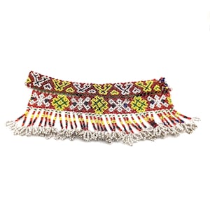 Vintage Nuristan Triba Choker Multi-Color Beaded Necklace, Handmade Ethnic Jewelry, Rare Cultural Treasure