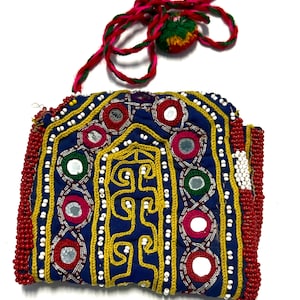 Vintage Autêntico Kuchi Feito à Mão Bordado Espelho Trabalho Bolsa Carteira Único Acessório Étnico