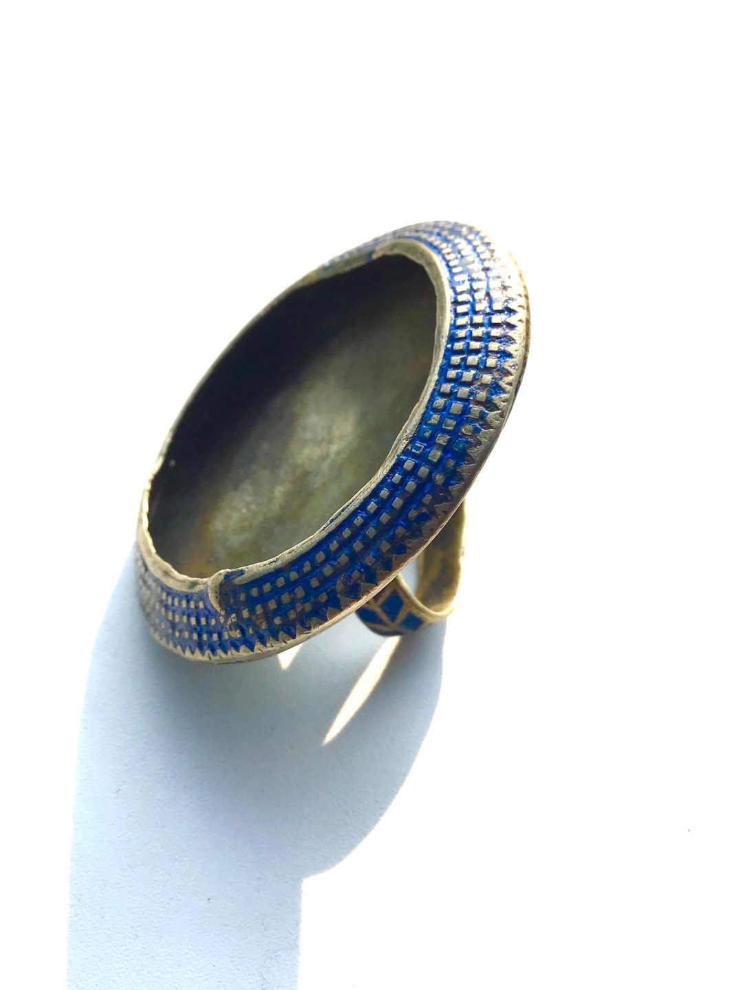 Multan Rong Vintage Multan Blue Enamel Silver Ring, Authentic Handmade Jewelry ...