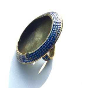 Vintage Multan Blue Enamel Silver Ring, Authentic Handmade Jewelry, Rare Statement Ring for Women, Unique Collectible Piece