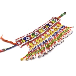 Vintage Nuristan Triba Choker Multi-Color Beaded Necklace, Handmade Ethnic Jewelry, Rare Cultural Treasure