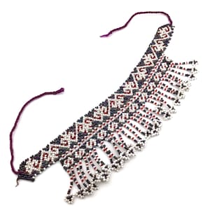 Vintage Nuristan Triba Choker Multi-Color Beaded Necklace, Handmade Ethnic Jewelry, Rare Cultural Treasure