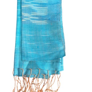 Handwoven Vintage Scarf, Lightweight Silk Blend Wrap, Boho Headscarf, Ethnic Tassel Shawl, Tribal Minimalist Accessory