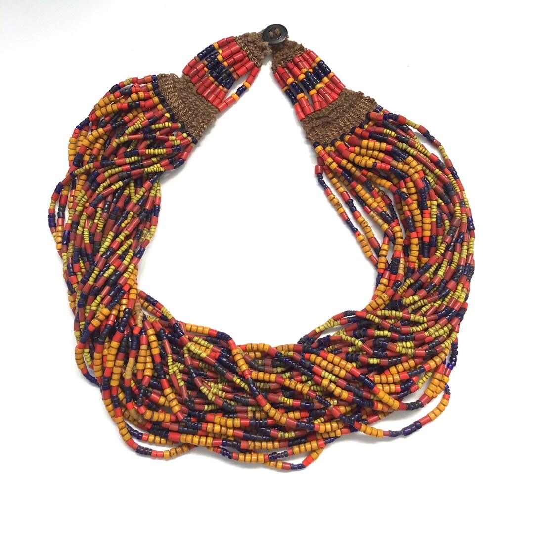 Collier Vintage Ethnique Multicolore – Superbe Pièce Artisanale 58 Cm