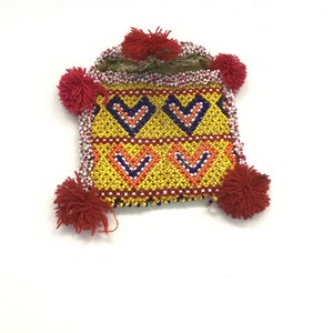 Cartera estilo kuchi vintage, bordado de cuentas hecho a mano, borlas de alambre, accesorio de estilo étnico, billetera boho única, cartera tribal hecha a mano
