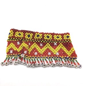 Vintage Nuristan Triba Choker Multi-Color Beaded Necklace, Handmade Ethnic Jewelry, Rare Cultural Treasure