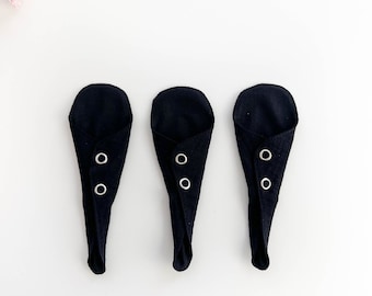 Black extra thin organic THONG panty liners, reusable sanitary pads, panty liner sets, light flow menstrual pads