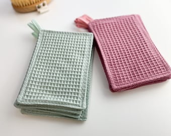 Body scrub cloth, reusable Absorbent linen waffle washcloth,kitchen,bathroom wipes, plastic free body scrub, dish 100% eco-friendly material