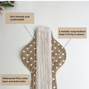 Bamboo reusable menstrual pads, 4 pack period starter set, organic cotton cloth sanitary napkins, bamboo fiber pantyliner, vegan period pads