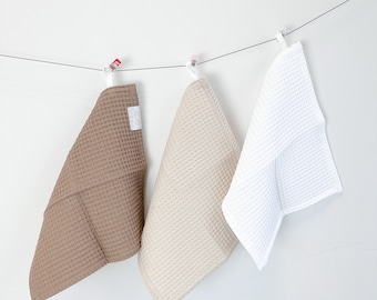 Waffle Linen washcloth, Linen towel, Waffle towel, dish towels with loop, Eco friendly, Waffle cotton towel, Guest hand towel,  Table Napkin