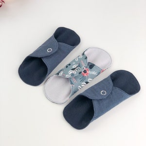 Daily panty liner floral solid color, Organic, reusable washable cloth pads, soft and leakproof cotton flannel panty liners, light flow pads
