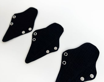 Czarne, bardzo cienkie, organiczne wkładki higieniczne typu TONG, wielorazowe podpaski higieniczne, zestawy wkładek higienicznych, podpaski menstruacyjne o lekkim krwawieniu