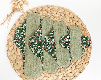 Cloth pads, Organic reusable pads, menstrual pad, floral period, light, medium, heavy flow,  floral CSP panty liner, bambo, sanitary cloth