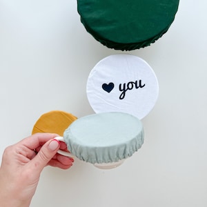Reusable organic cotton cloth bowl cover, washable zero waste swap, fabric bowl cover, kombucha jar covers, cloth food covers