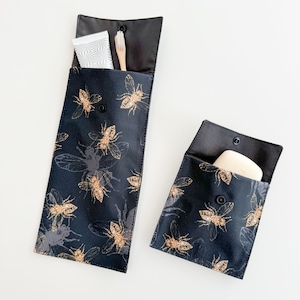 Étui à dentifrice imperméable pour voyager, pochette en paille, pochette à couverts, pochette de voyage, pochette à dentifrice, ustensile en tissu résistant à l'eau