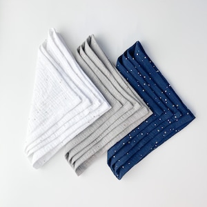 Organic cloth napkins made of double gauze muslin cotton, wedding napkin set, muslin squares, tablecloth, table linen, Boho Wedding napkins