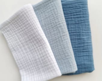 Cloth napkins made of organic cotton, reusable muslin washcloths, boho table decoration, table linen