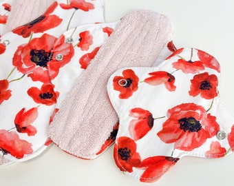 Cloth pads, Sanitary napkins with floral print, Heavy flow, Postpartum pantyliners