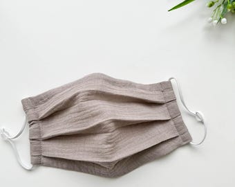Gezichtsmasker van biologische mousseline: masker van ademend katoen met neusdraad
