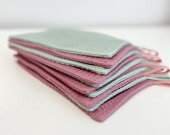 reusable Absorbent linen waffle washcloth,  kitchen, bathroom wipes, plastic free body scrub, dish 100% eco-friendly material